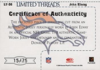 2004 Leaf Limited - Threads Positions #LT-56 John Elway Back