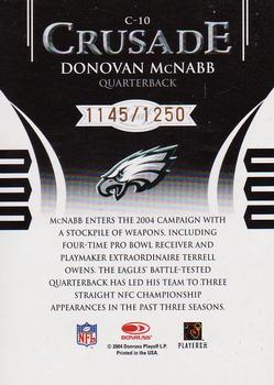 2004 Leaf Rookies & Stars - Crusade Red #C-10 Donovan McNabb Back