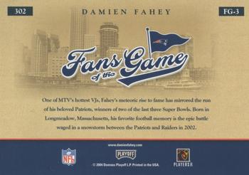 2004 Leaf Rookies & Stars - Fans of the Game #FG-3 Damien Fahey Back