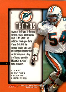 1996 Ultra Sensations #58 Zach Thomas Back