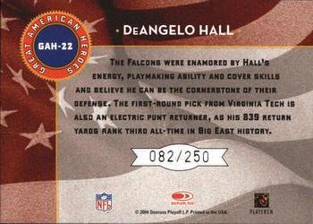 2004 Leaf Rookies & Stars - Great American Heroes Blue #GAH-22 DeAngelo Hall Back