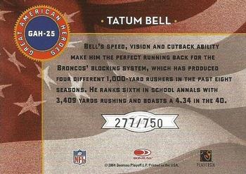 2004 Leaf Rookies & Stars - Great American Heroes White #GAH-25 Tatum Bell Back