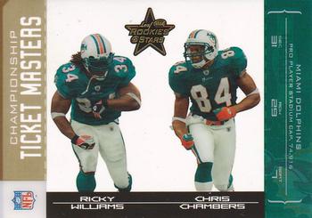 2004 Leaf Rookies & Stars - Ticket Masters Gold Championship #TM-15 Ricky Williams / Chris Chambers Front
