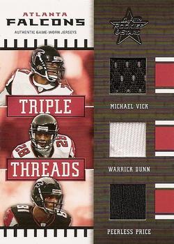 2004 Leaf Rookies & Stars - Triple Threads #TT-2 Michael Vick / Warrick Dunn / Peerless Price Front