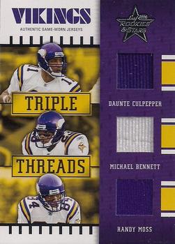 2004 Leaf Rookies & Stars - Triple Threads #TT-16 Daunte Culpepper / Michael Bennett / Randy Moss Front