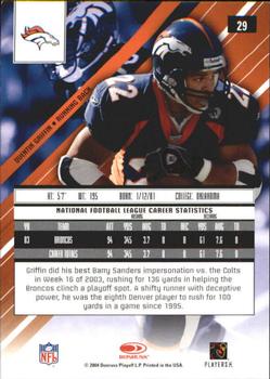 2004 Leaf Rookies & Stars Longevity - Sapphire #29 Quentin Griffin Back
