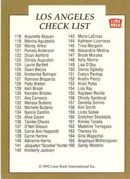 1992 Lime Rock Pro Cheerleaders - Checklists #NNO Los Angeles Checklist Back