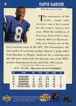 1996 Upper Deck #18 Marvin Harrison Back