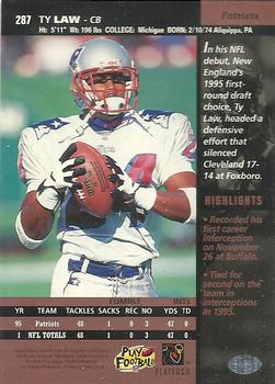 1996 Upper Deck #287 Ty Law Back