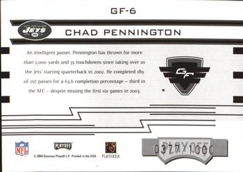 2004 Playoff Absolute Memorabilia - Gridiron Force #GF-6 Chad Pennington Back