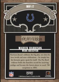 2004 Playoff Absolute Memorabilia - Marks of Fame #MOF-17 Marvin Harrison Back