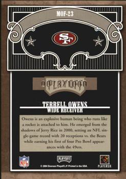 2004 Playoff Absolute Memorabilia - Marks of Fame #MOF-23 Terrell Owens Back