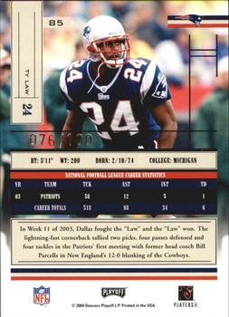 2004 Playoff Absolute Memorabilia - Spectrum #85 Ty Law Back