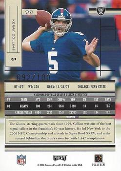 2004 Playoff Absolute Memorabilia - Spectrum #92 Kerry Collins Back