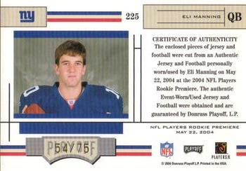 2004 Playoff Absolute Memorabilia - Spectrum #225 Eli Manning Back