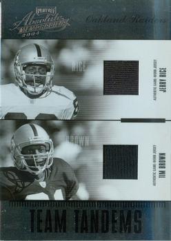 2004 Playoff Absolute Memorabilia - Team Tandems Material #TAN-19 Jerry Rice / Tim Brown Front