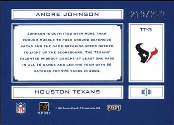 2004 Playoff Absolute Memorabilia - Tools of the Trade #TT-3 Andre Johnson Back
