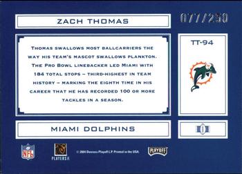 2004 Playoff Absolute Memorabilia - Tools of the Trade #TT-94 Zach Thomas Back