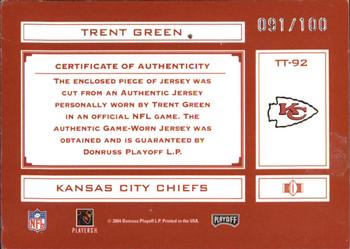 2004 Playoff Absolute Memorabilia - Tools of the Trade Material Jersey #TT-92 Trent Green Back