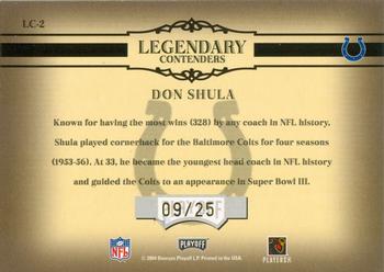 2004 Playoff Contenders - Legendary Contenders Autographs #LC-2 Don Shula Back