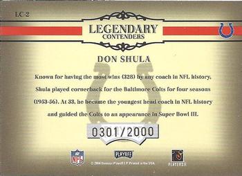 2004 Playoff Contenders - Legendary Contenders Orange #LC-2 Don Shula Back