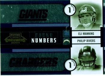2004 Playoff Contenders - Round Numbers Blue #RN-11 Eli Manning / Philip Rivers / Ben Roethlisberger / J.P. Losman Front