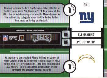 2004 Playoff Contenders - Round Numbers Green #RN-1 Eli Manning / Philip Rivers Back