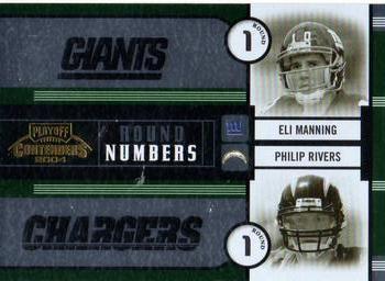 2004 Playoff Contenders - Round Numbers Green #RN-1 Eli Manning / Philip Rivers Front