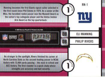2004 Playoff Contenders - Round Numbers Red #RN-1 Eli Manning / Philip Rivers  Back