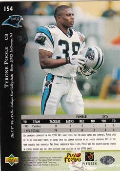 1996 Upper Deck Silver Collection #154 Tyrone Poole Back