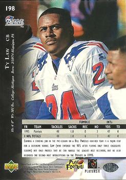 1996 Upper Deck Silver Collection #198 Ty Law Back
