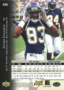 1996 Upper Deck Silver Collection #206 Andre Coleman Back