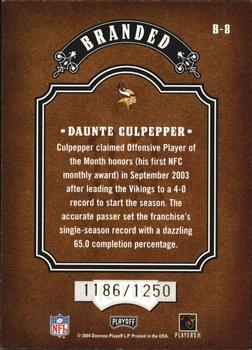 2004 Playoff Hogg Heaven - Branded #B-8 Daunte Culpepper Back