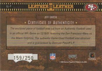 2004 Playoff Hogg Heaven - Leather in Leather #LL-7 Jeff Garcia Back