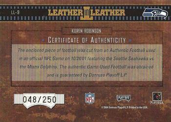 2004 Playoff Hogg Heaven - Leather in Leather #LL-9 Koren Robinson Back