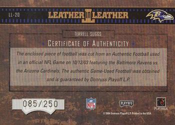 2004 Playoff Hogg Heaven - Leather in Leather #LL-20 Terrell Suggs Back
