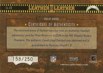 2004 Playoff Hogg Heaven - Leather in Leather #LL-22 Philip Rivers Back