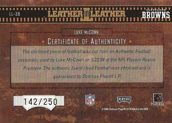 2004 Playoff Hogg Heaven - Leather in Leather #LL-38 Luke McCown Back