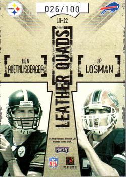 2004 Playoff Hogg Heaven - Leather Quads Jerseys Double #LQ-22 Eli Manning / Philip Rivers / Ben Roethlisberger / J.P. Losman Back
