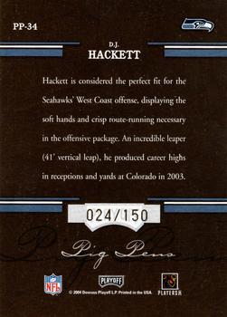 2004 Playoff Hogg Heaven - Pig Pens Autographs #PP-34 D.J. Hackett Back