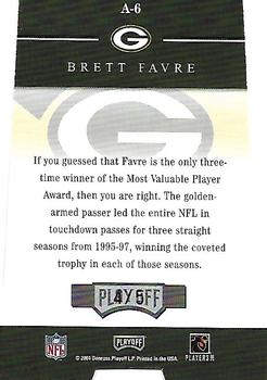2004 Playoff Honors - Accolades Die Cut #A-6 Brett Favre Back