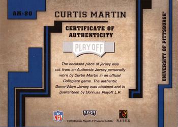 2004 Playoff Honors - Alma Mater Materials #AM-20 Curtis Martin Back