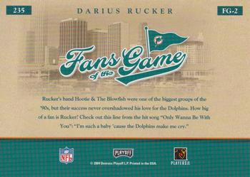2004 Playoff Honors - Fans of the Game Autographs #235 Darius Rucker Back