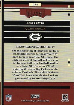 2004 Playoff Honors - Game Day Souvenirs Prime #GS-3 Brett Favre Back