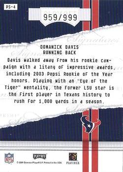 2004 Playoff Honors - Prime Signature Previews #PS-4 Domanick Davis Back