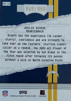 2004 Playoff Honors - Prime Signature Previews #PS-24 Philip Rivers Back