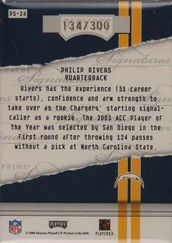2004 Playoff Honors - Prime Signature Previews Autographs #PS-24 Philip Rivers Back