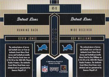 2004 Playoff Honors - Rookie Tandems Jerseys/Footballs #RT-9 Kevin Jones / Roy Williams Back
