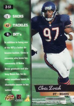 1996 Zenith #Z-51 Chris Zorich Back