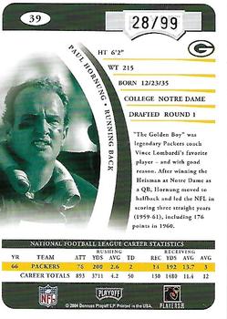 2004 Playoff Prime Signatures - Signature Proofs Bronze #39 Paul Hornung Back